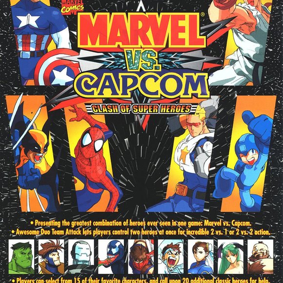 Marvel VS Capcom Super Heroes Arcade FLYER 1998 Original Venom Spiderman MegaMan - Picture 3 of 3